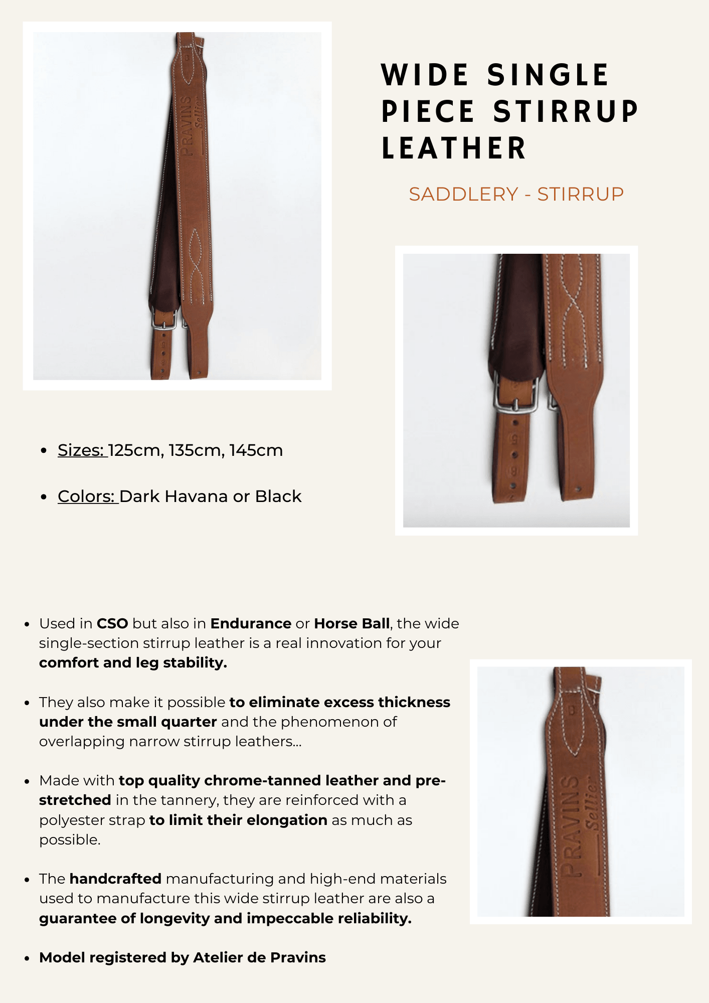 Pravins Wide Single Piece Stirrup Leather