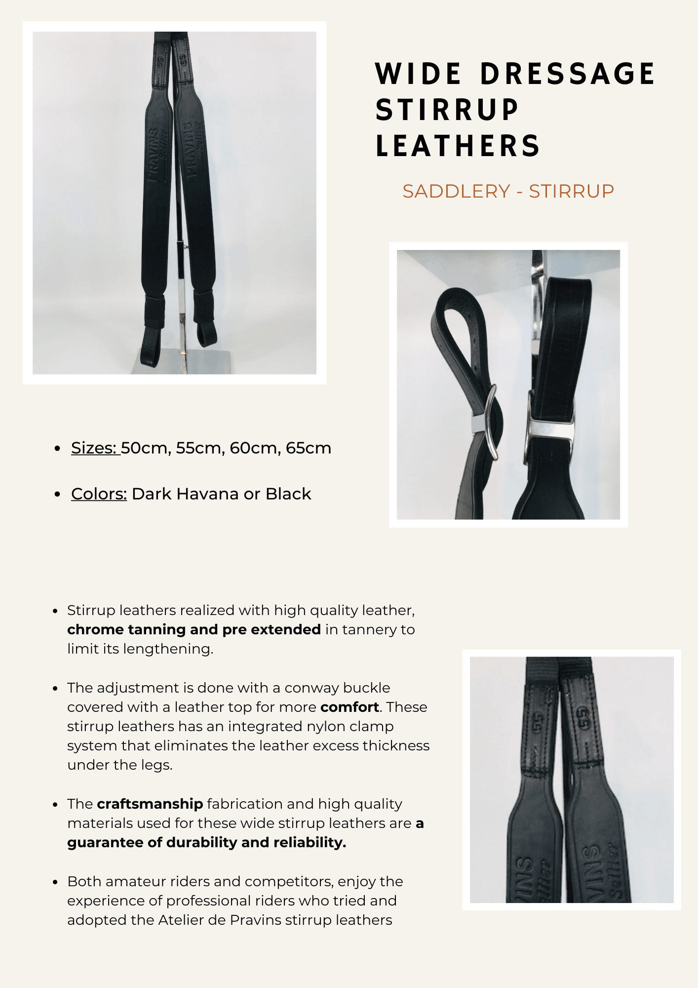 Pravins Wide Single Piece Dressage Stirrup Leathers